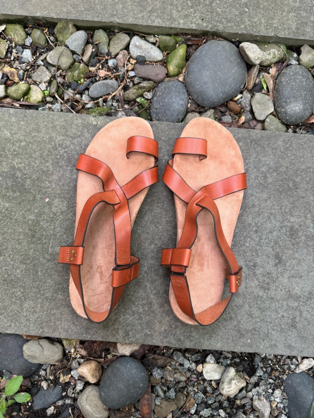 Jerome Dreyfuss Cognac Leather Toe-ring Sandals